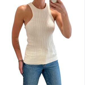 Anthropologie Ivory Ribbed Tank Top
